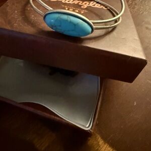 Montana West/ Wrangler Turquoise Stone Silver Bangle Bracelet